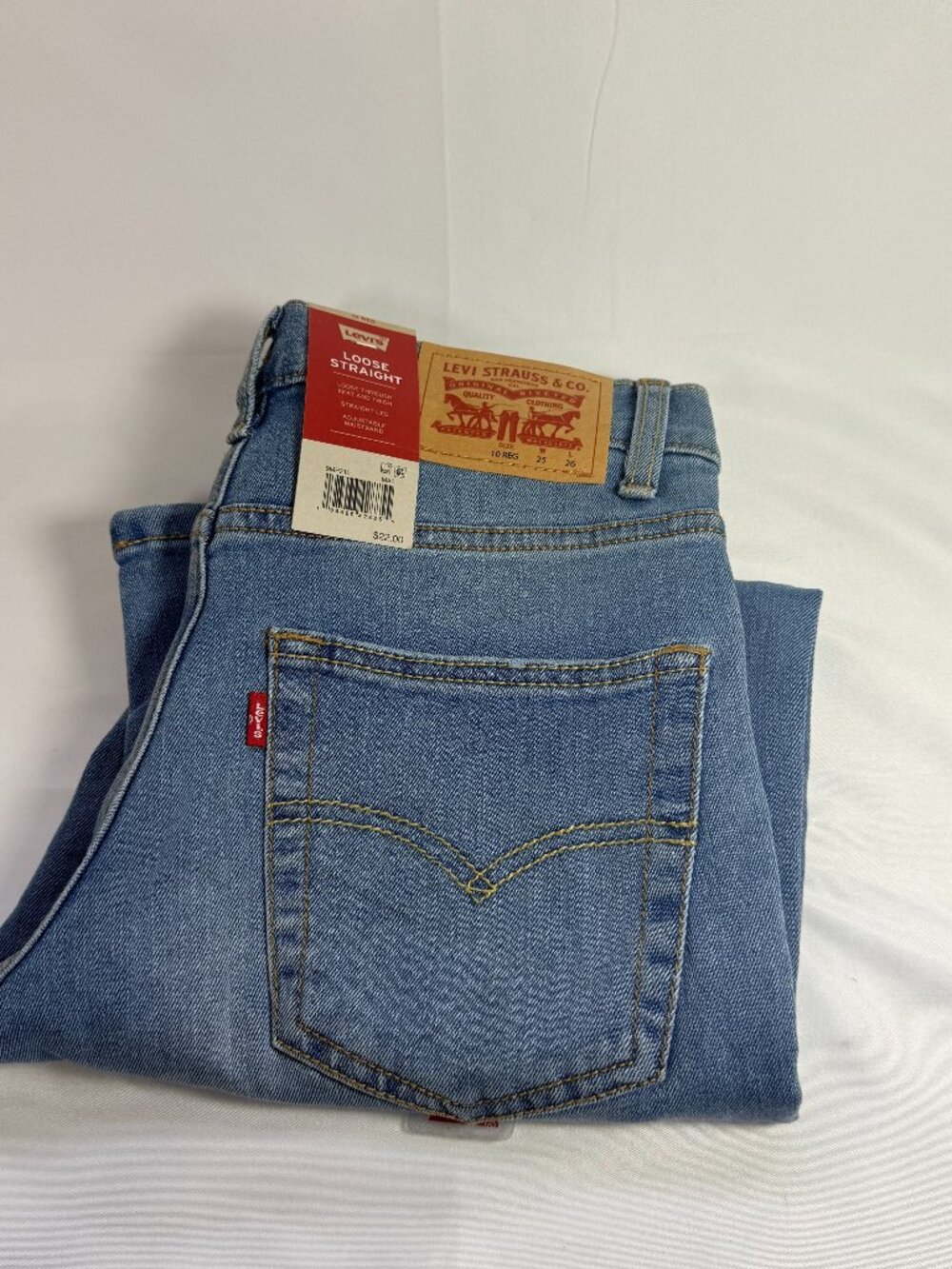 NWT Levi's Loose Straight Stretch Jeans Youth Boys Size 10 Regular 25x26 Blue